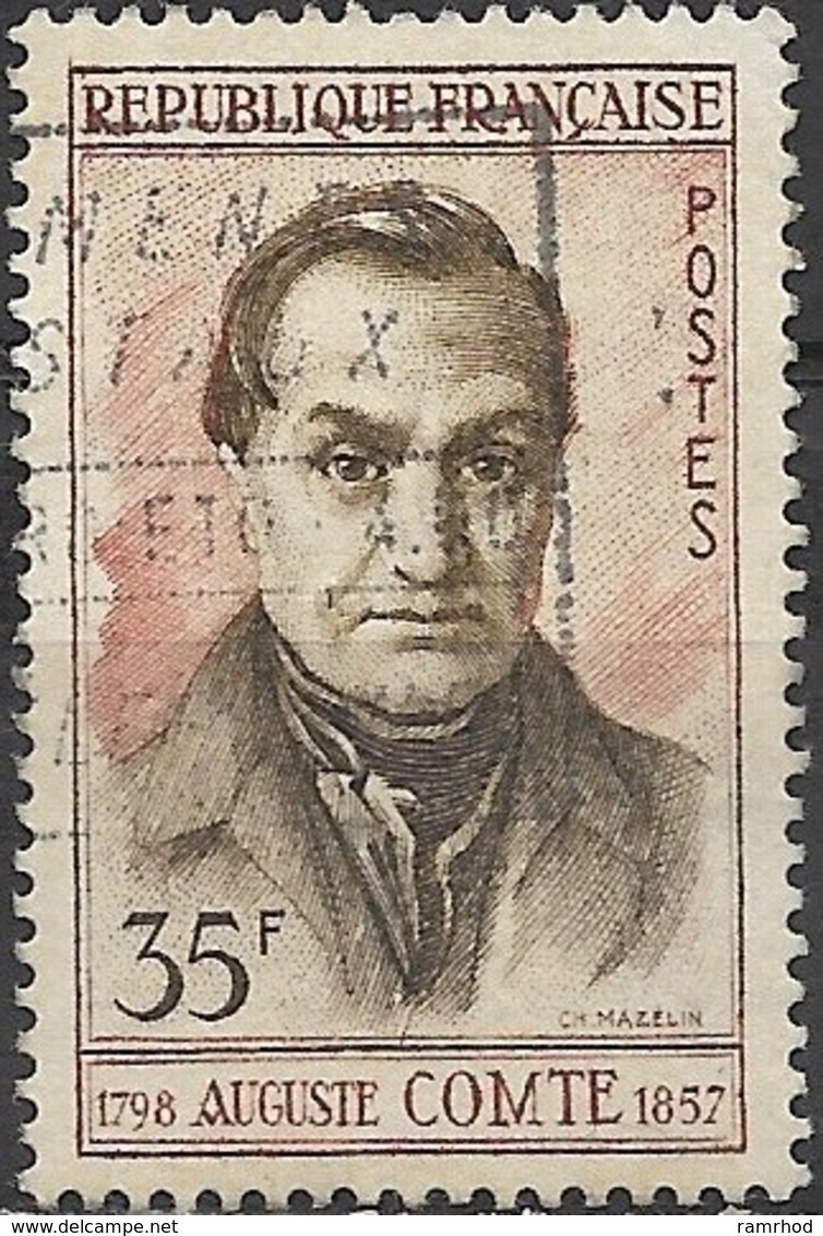 FRANCE 1957 Death Centenary Of Auguste Comte (philosopher) - 35f Auguste Comte FU - Used Stamps