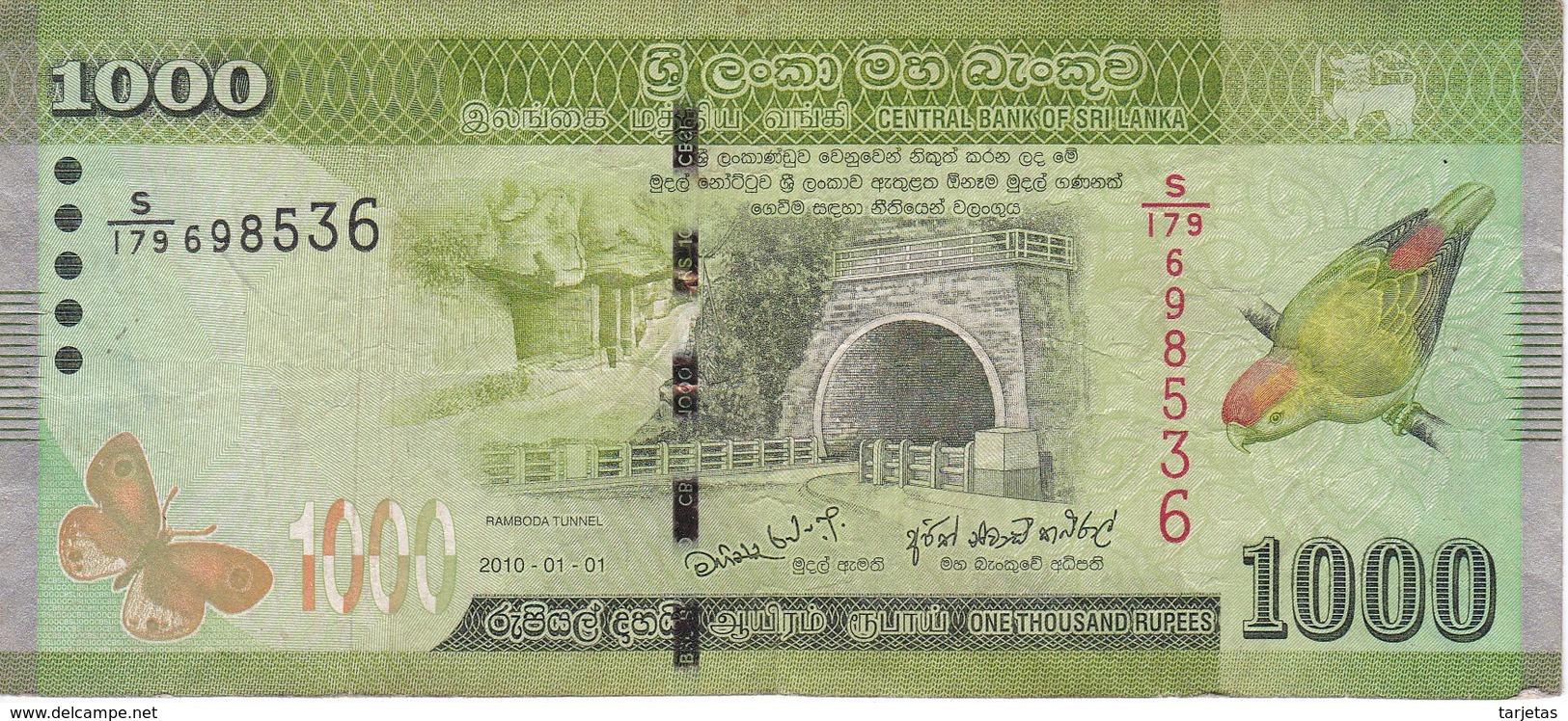 BILLETE DE SRY LANKA DE 1000 RUPEES DEL AÑO 2010  (BANKNOTE) - Sri Lanka