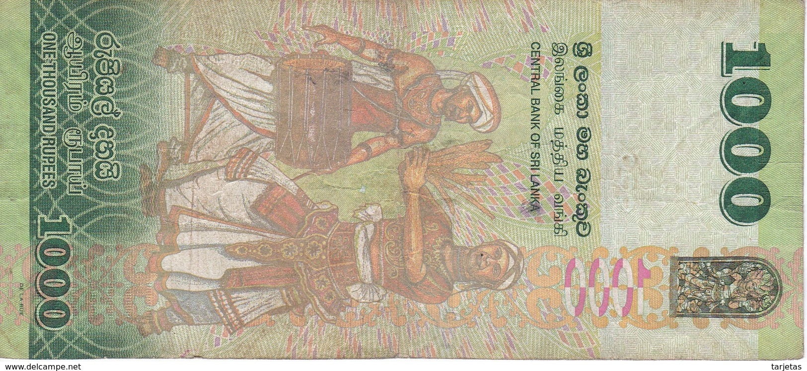 BILLETE DE SRY LANKA DE 1000 RUPEES DEL AÑO 2010  (BANKNOTE) - Sri Lanka