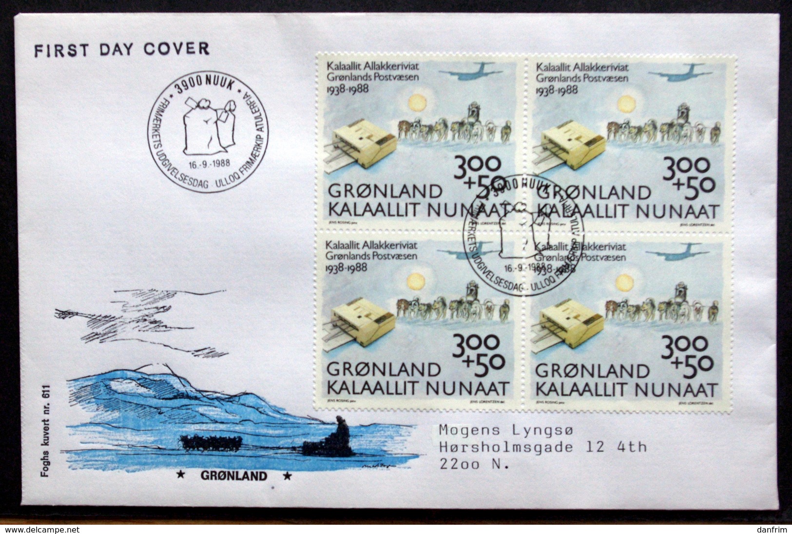 Greenland 1988   MiNr.185 FDC ( Lot 6534)   FOGHS COVER - FDC