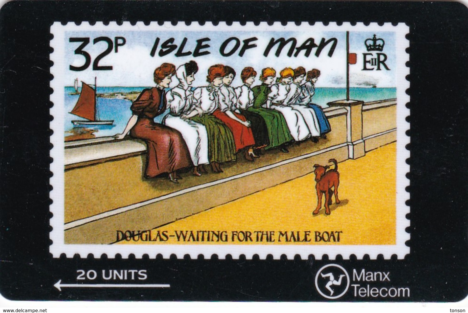 Isle Of Man, MAN 028, Isle Of Man Stamps, Waiting For The Mail Boat, 2 Scans . - Man (Eiland)