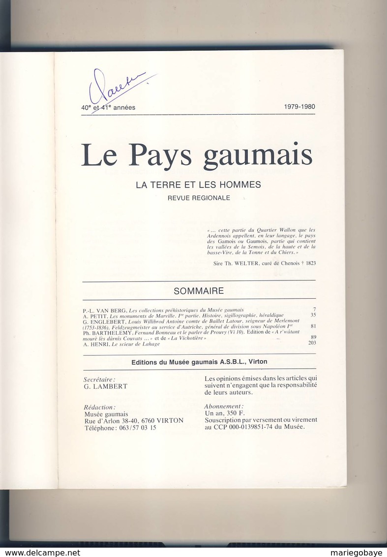 Pays Gaumais Lorraine Virton Saint-Mard Marville Latour Merlemont Napoléon Prouvy Lahage  T. 40-41 79-80 206 Pp état D - Belgique