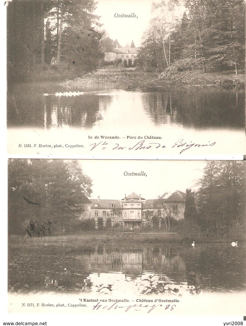 2 CP."Hôtel Brouwerhuis" Différentes Du Château D'OOSTMALLE  - Ed.Hoelen 1171 Et 1181 En 1904 " - Autres & Non Classés