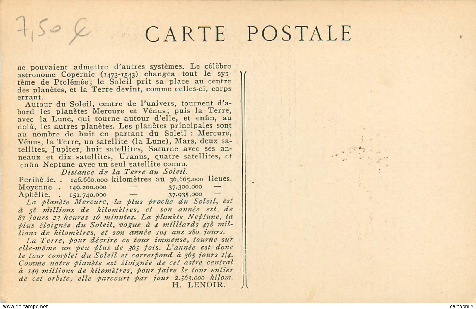 ASTRONOMIE - 7. L'Année - Position Des Planètes Au 1er Janvier 1913 Par Henri LENOIR - Astronomia