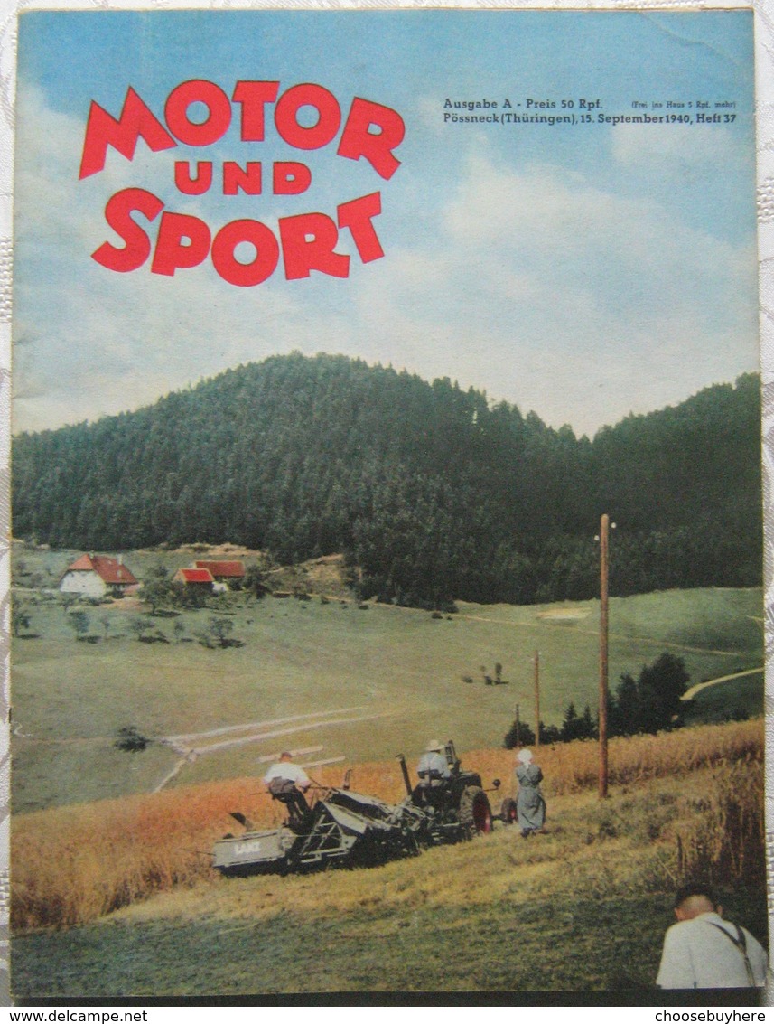 MOTOR Und SPORT September 1940 Heft 37 True Vintage Historisch Nostalgie Pur - Auto & Verkehr