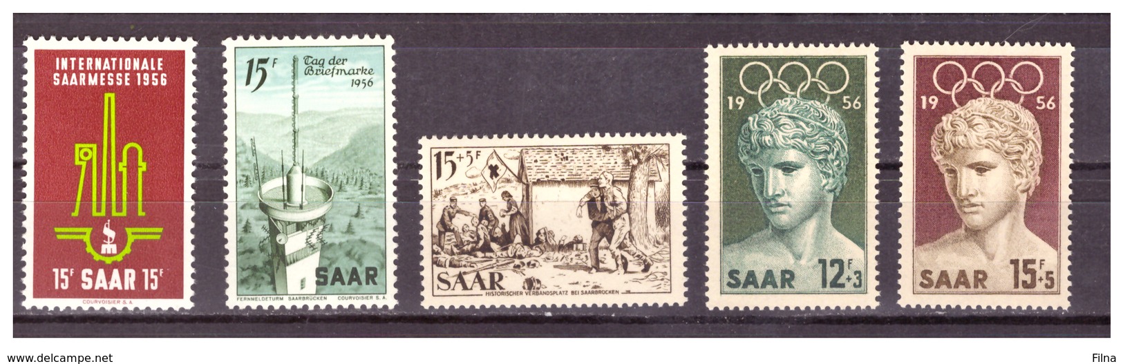 SAAR/SARRE - 1956 - CINQUE VALORI DEL PERIODO. -  MNH** - Nuovi