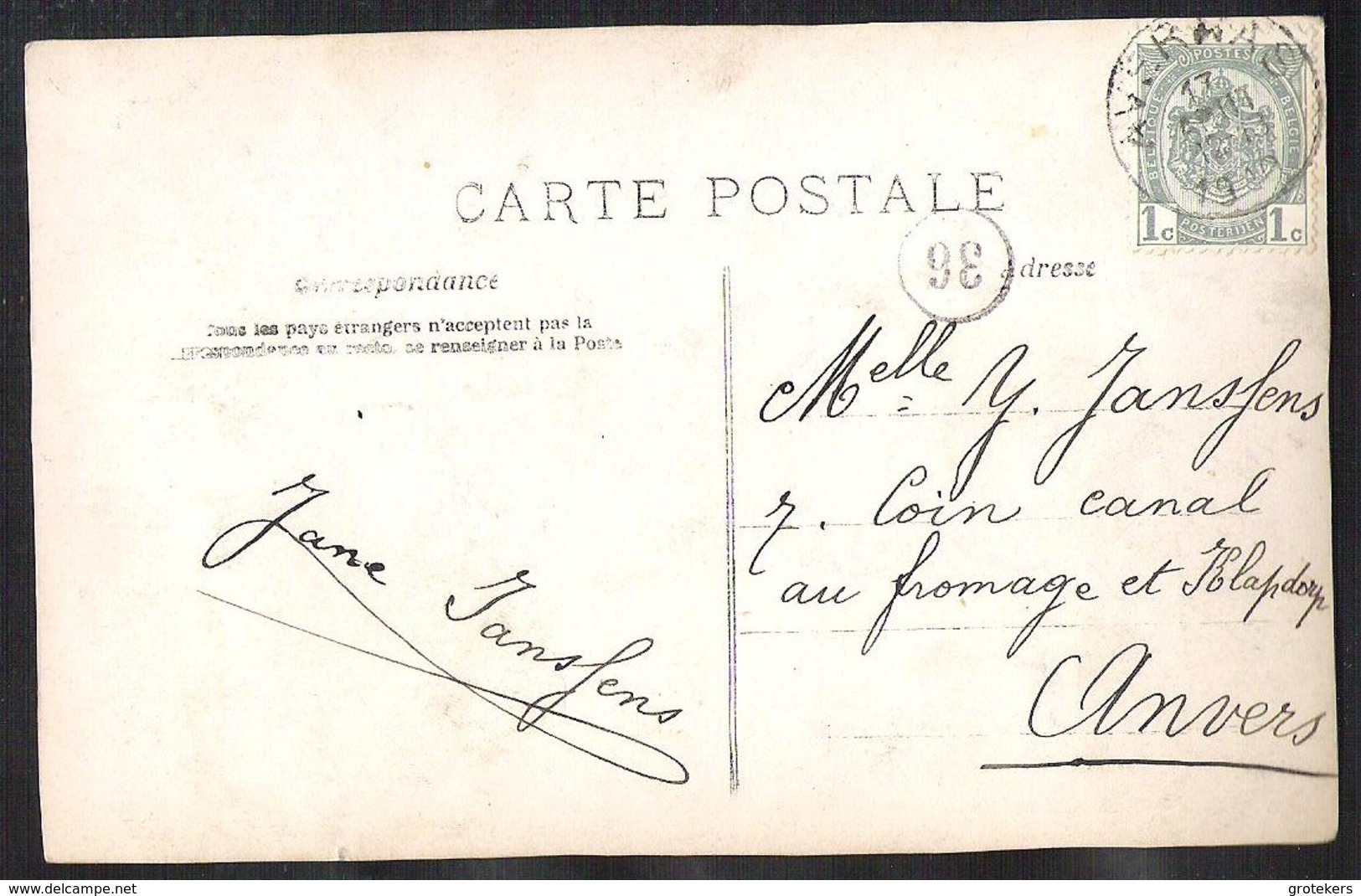 Carte De Tout Mon Cœur Je Vous Les Offre Sent 1910 From AVERNAS To ANVERS - Andere & Zonder Classificatie