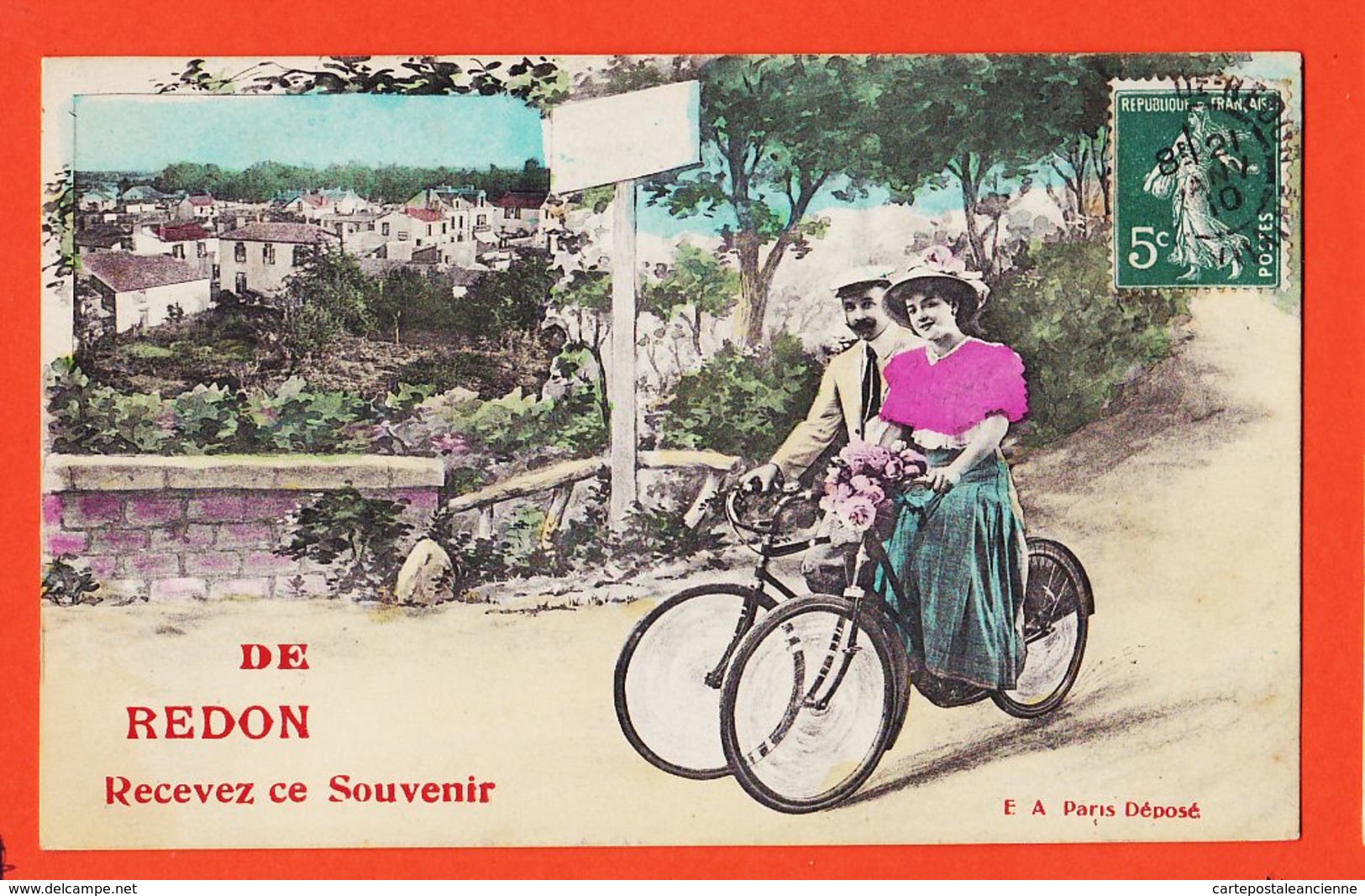 Nw5259 Rare De 35-REDON Recevez Ce SOUVENIR CYCLISTE Bicyclette Vélo 1910 à Marie MONNIER Rue Mathelin Rodiez Nantes - Redon