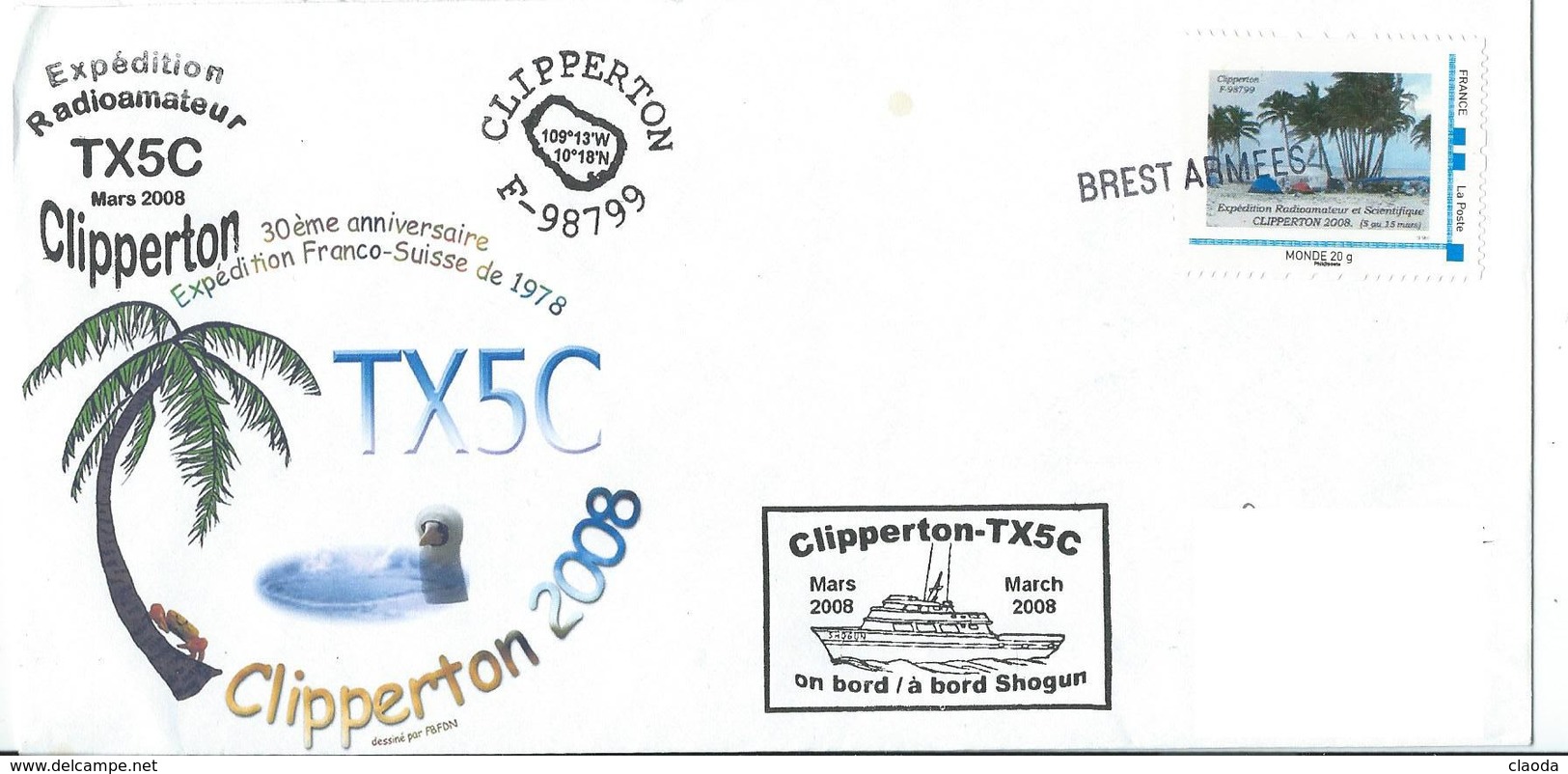 16640 - CLIPPERTON - EXPEDITION RADIOAMATEUR 2008 (30éme ANN - EXP. FRANCO-SUISSE De 1978) (1) - Other & Unclassified