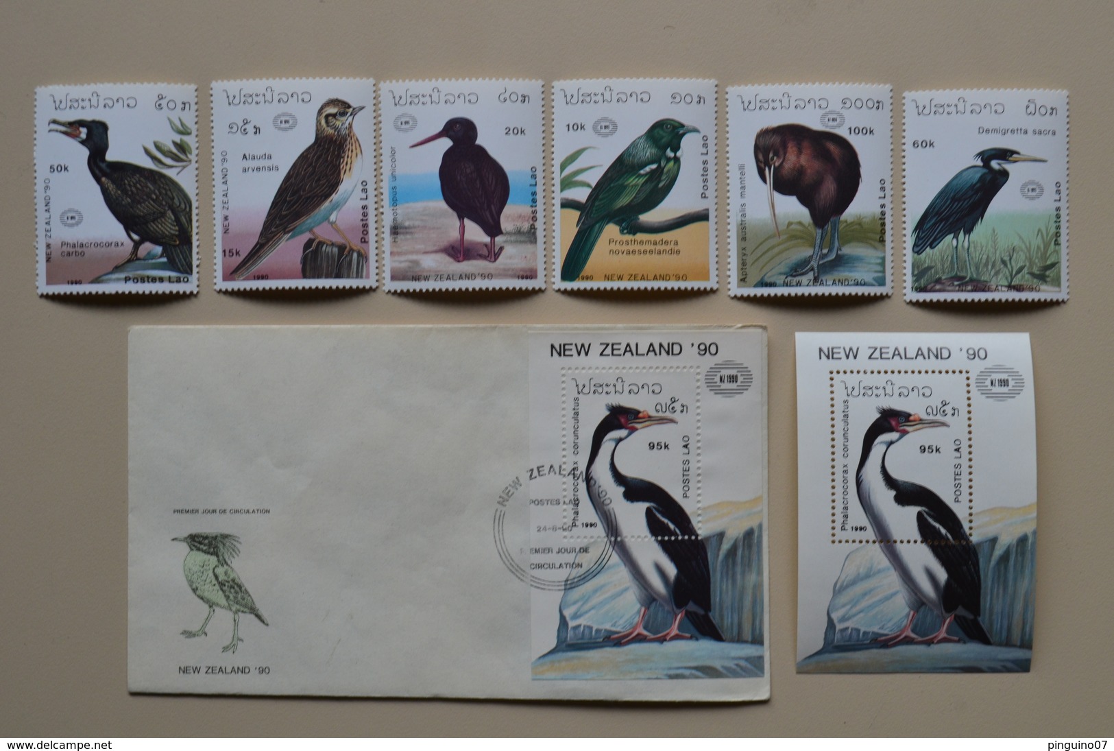 Laos Neq Zealand 90 FDC + S/S + 6 MNH Birds Oiseaux Phalacrocorax Oiseau - Gallinaceans & Pheasants