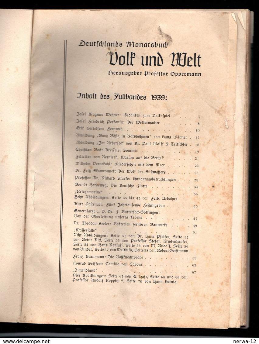 Militaria 2. Weltkrieg Buch Von 1939 "Volk Und Welt" Deutschlands Monatsbuch Band 7 Monat Juli - Deutsch