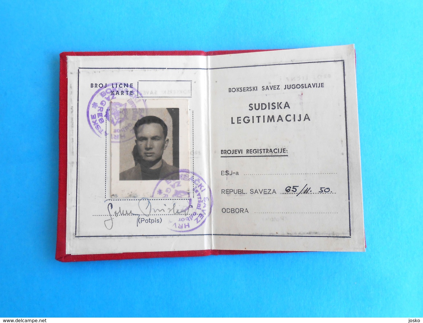 YUGOSLAVIAN BOXING FEDERATION - BOXING JUDGE Official ID Card ( 1950. ) * Juge De Boxe Boxeo Boxen Pugilato - Autres & Non Classés