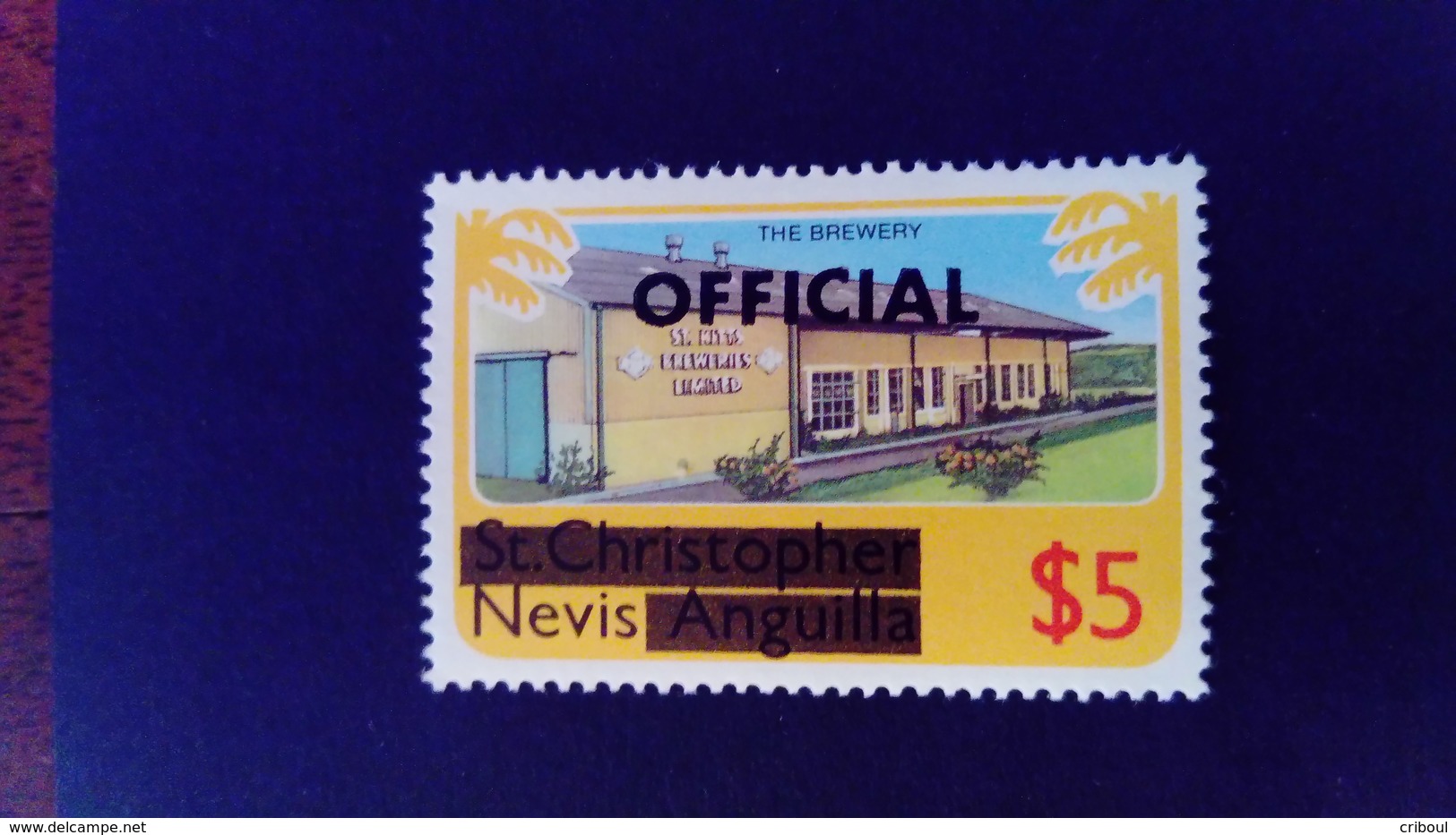Nevis 1980 Industrie Industry Brasserie St Christophe Nevis Anguilla Service Surchargé Overprint OFFICIAL Yvert S9** MNH - St.Christopher-Nevis-Anguilla (...-1980)
