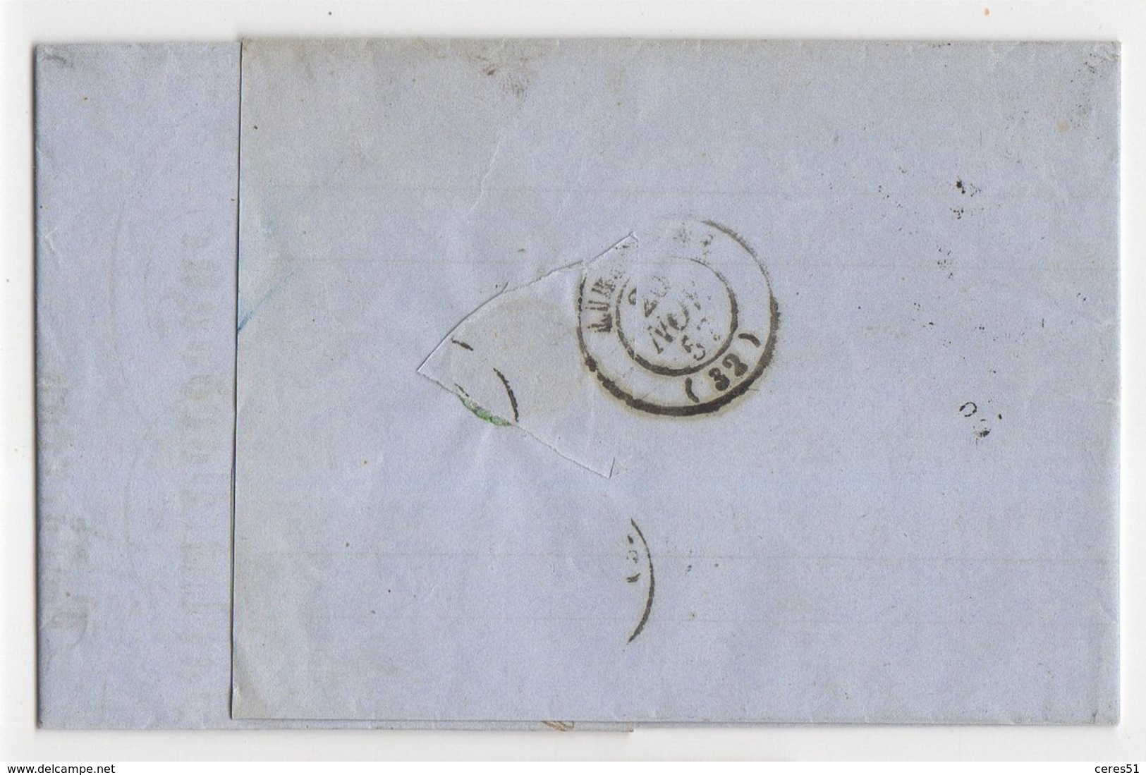 LOT 2147-126 / 2 N°16 SUR LETTRE OBL. PC 2807 + CAD SARLAT 19 NOV. 57 P/STE FOY LA GRANDE - 1849-1876: Période Classique