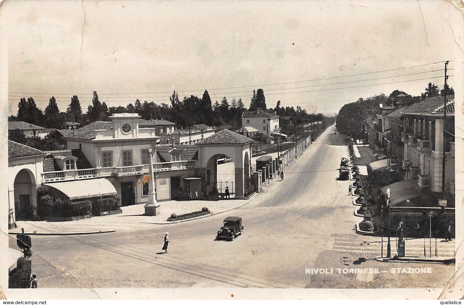 0625 "TORINO - RIVOLI TORINESE - STAZIONE" ANIMATA, AUTO '40.  CART  NON SPED - Rivoli