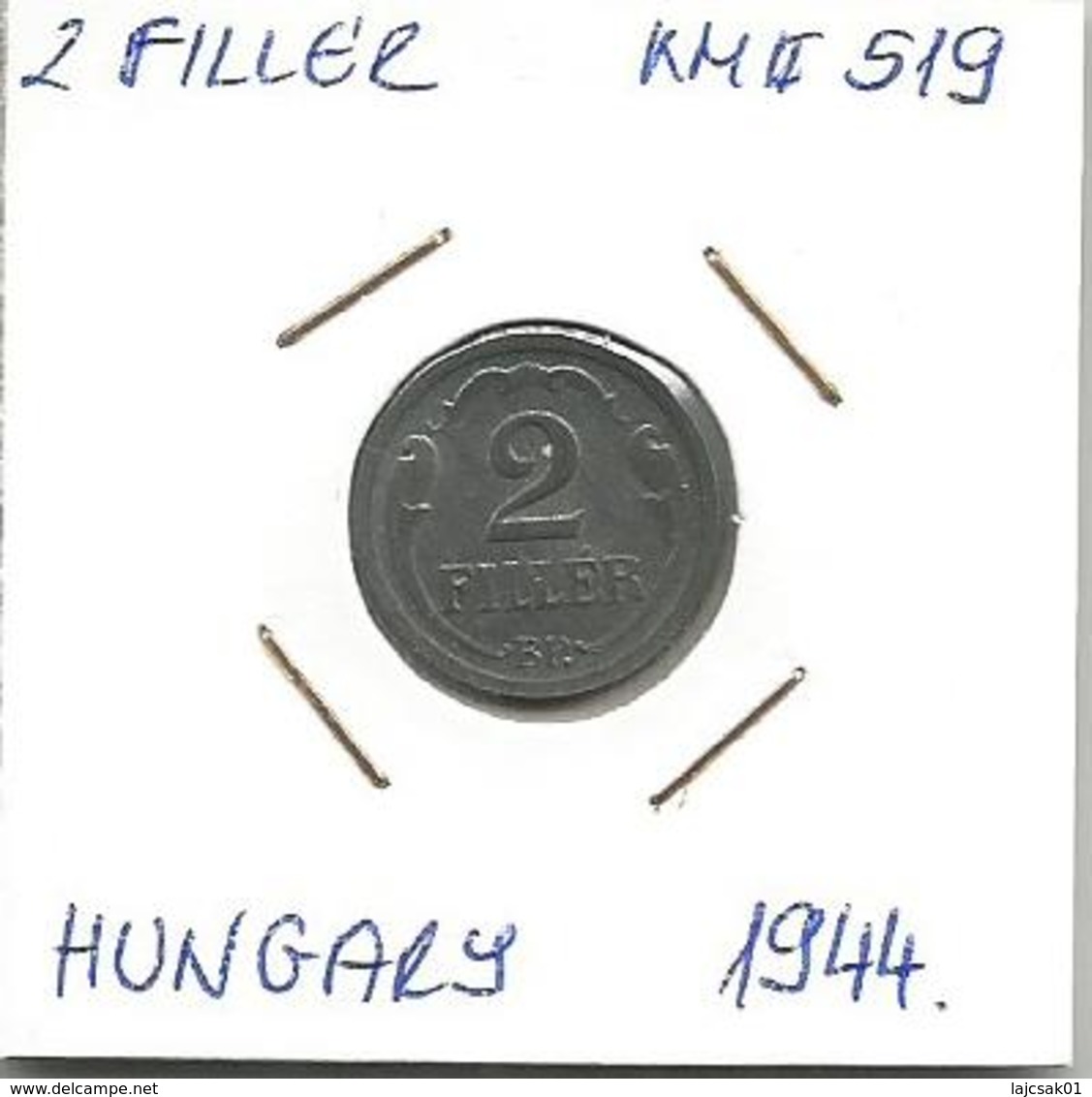 C2 Hungary 2 Filler 1944. KM#519 - Hongrie