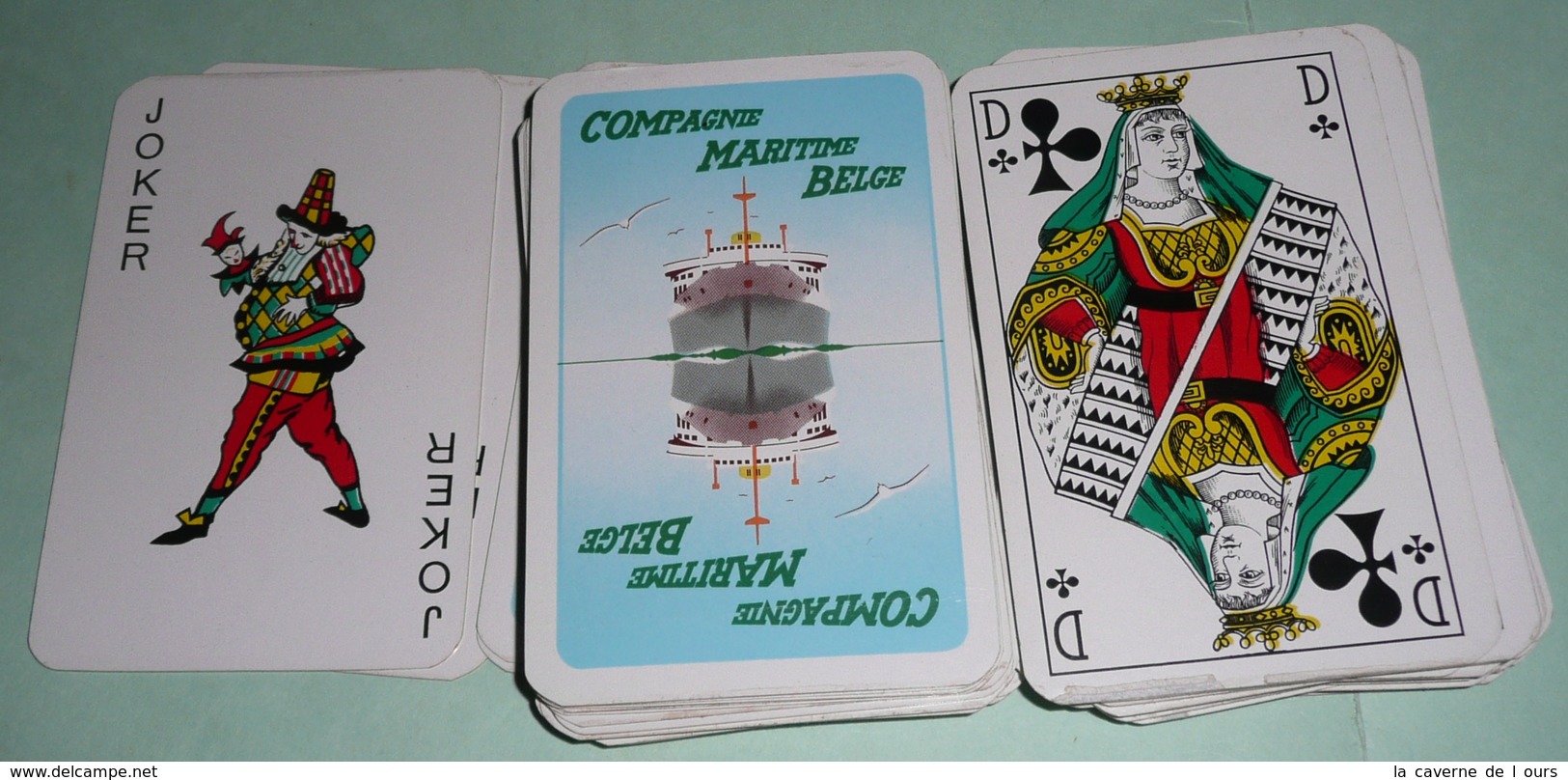 Rare Jeu De 54 Cartes Dorées Publicitaires, Pub Compagnie Maritime Belge, Belgique, Avec Jokers - 54 Cartes