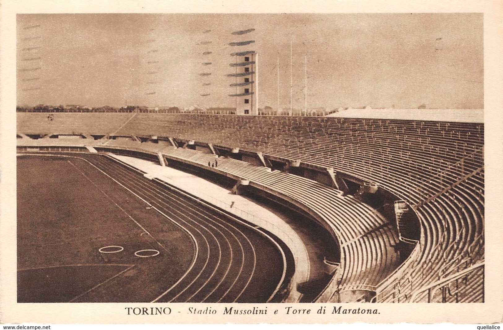 0630 "TORINO - STADIO MUSSOLINI E TORRE MARATONA"  VEDUTA.  CART   SPED 1934 - Stades & Structures Sportives
