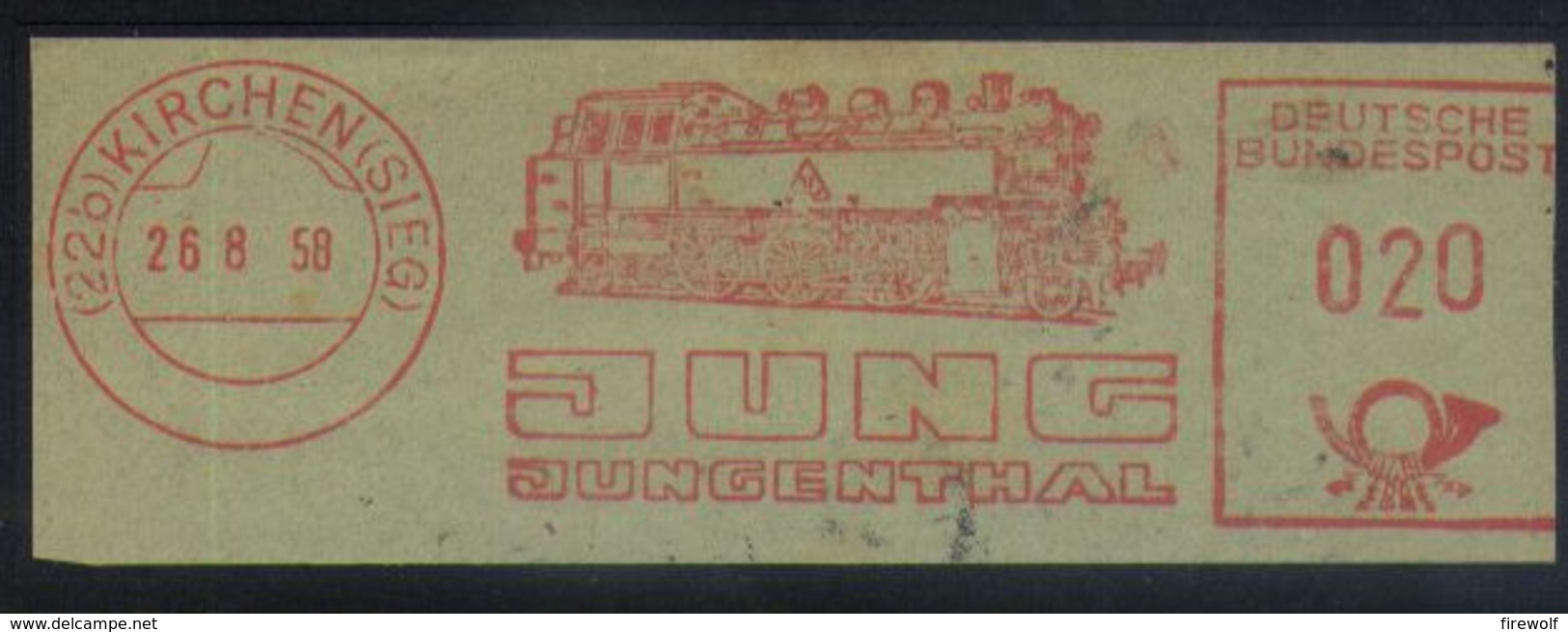 D07 - Germany - 1958 - EMA / Meter Cancel - Kirchen - Jung Jungenthal Steam Locomotive Railways - Eisenbahnen