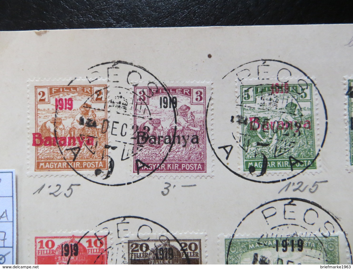 1919  " Schnittertyp + Karl  "  + 80 Filler Parlament,  Dec 23 In PECS Gestempelt, Guter Zustand,   LOT 1007 - Baranya