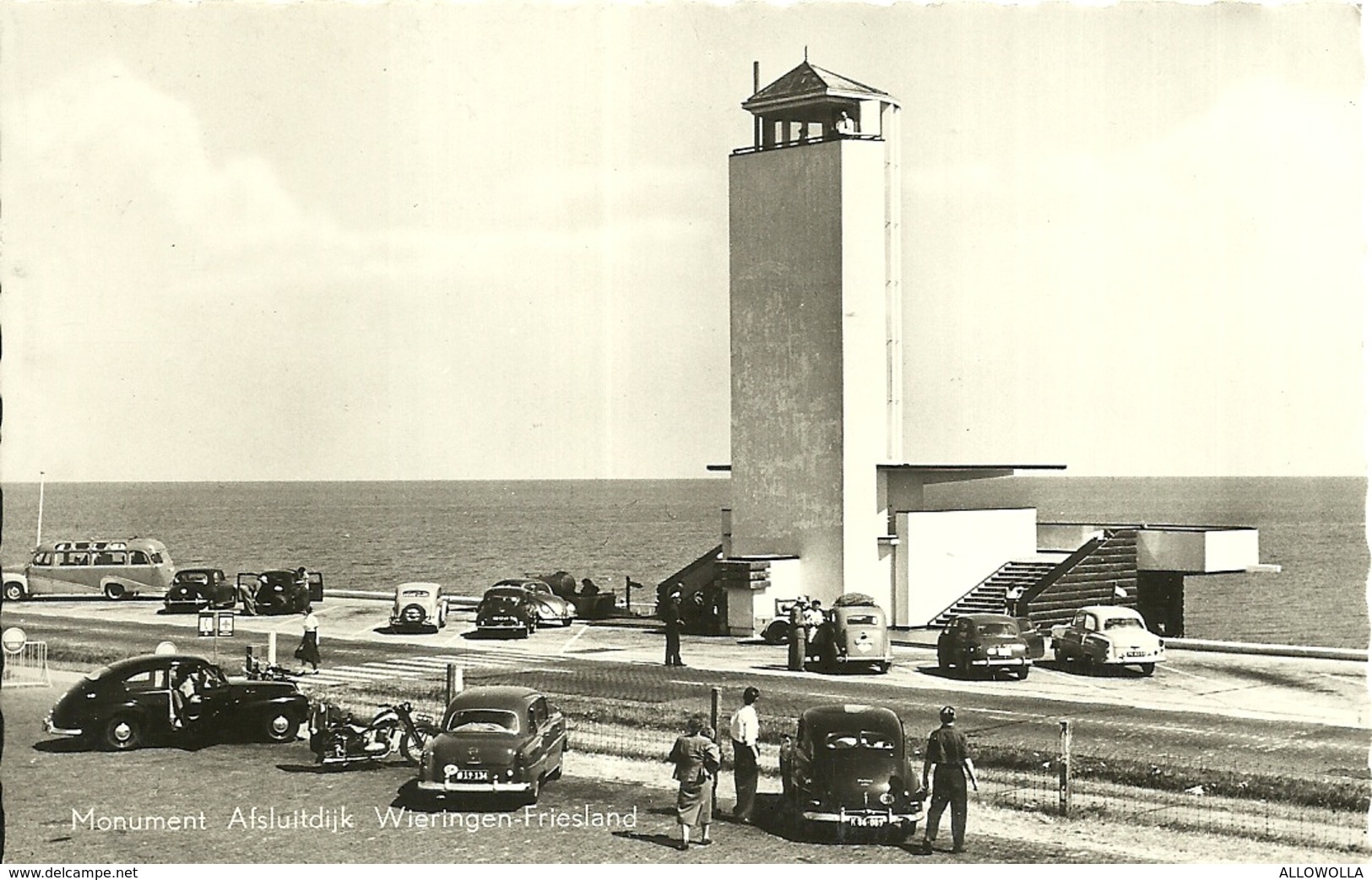 1827 " MONUMENT AFSLUITDIJK WIERINGEN-FRIESLAND-BUS,AUTO,MOTO " CARTOLINA ORIGINALE NON  SPED. - Den Oever (& Afsluitdijk)