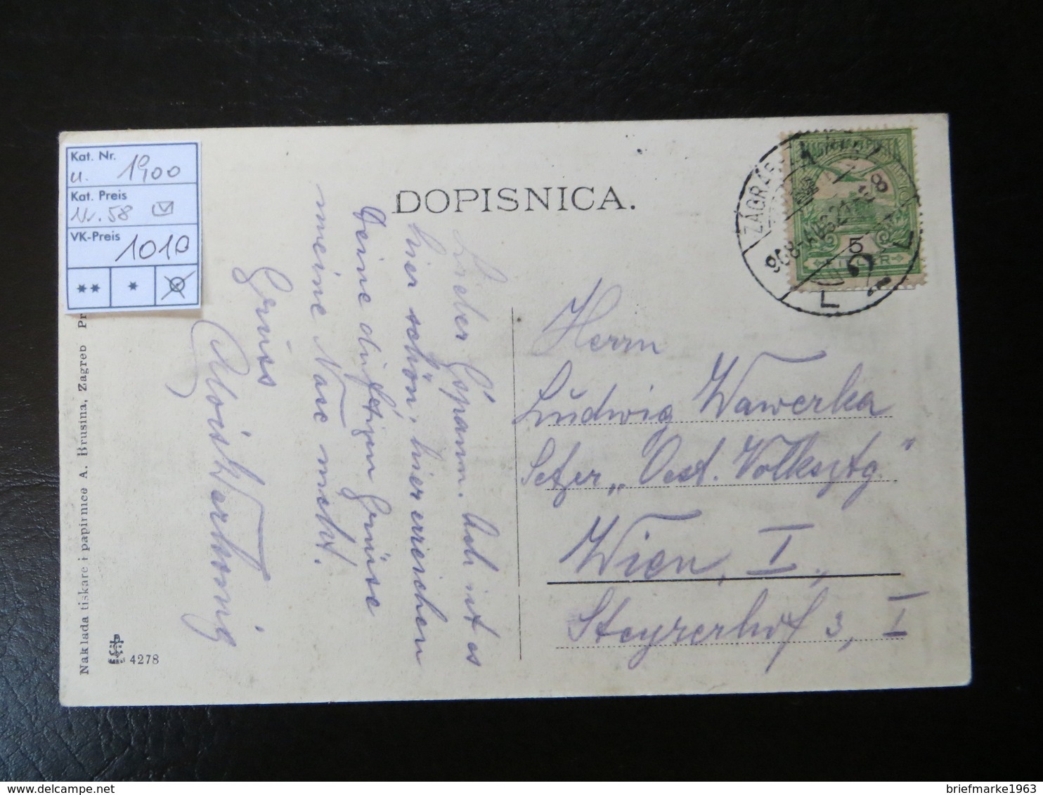 1900  " Zagreb "   Karte Nach Wien, Mit Nr. 58   LOt 1010 - Briefe U. Dokumente