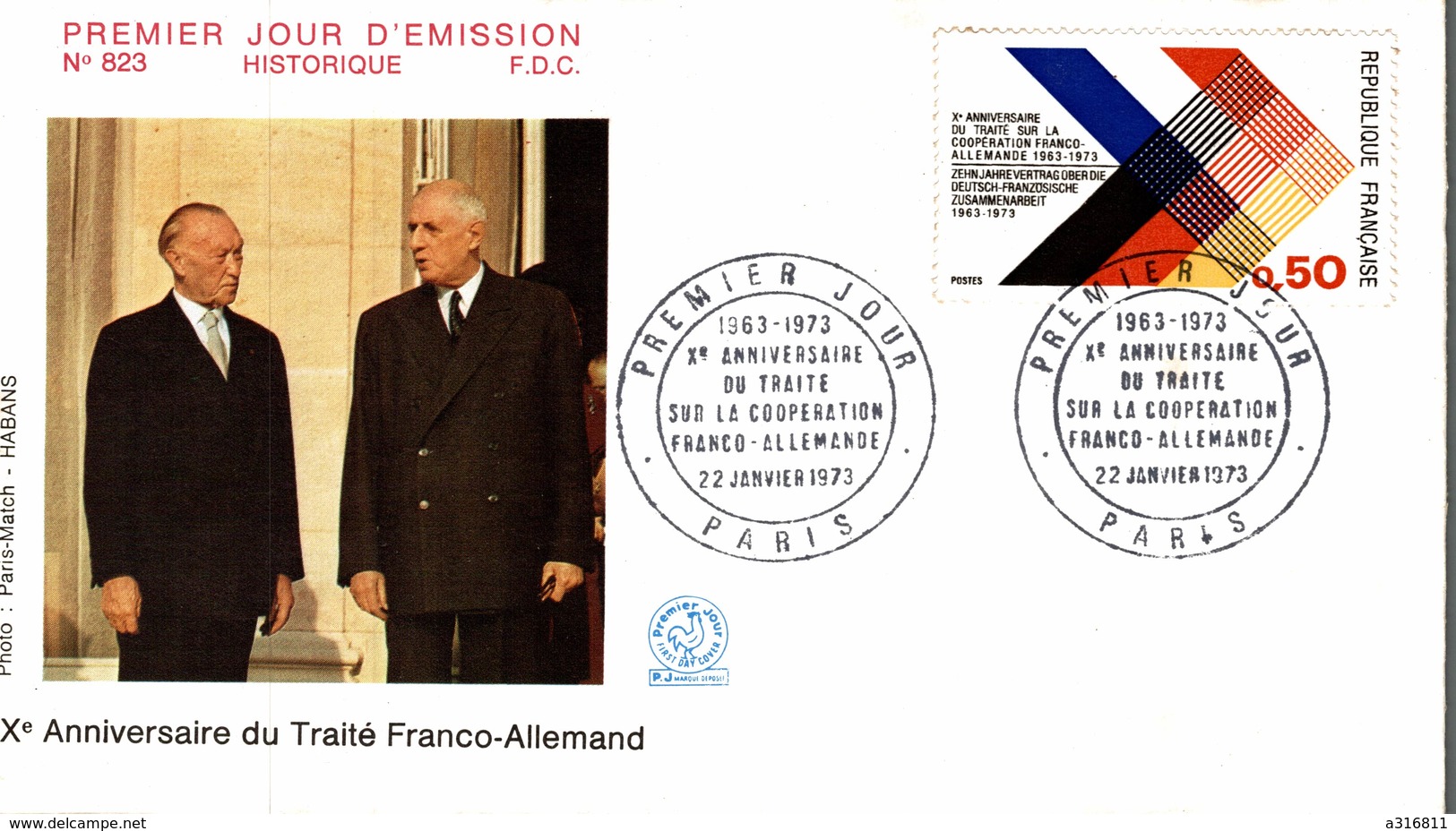 FDC  PREMIER JOUR  X E ANNIVERSAIRE DU TRAITE FRANCO - ALLEMAND - Altri & Non Classificati