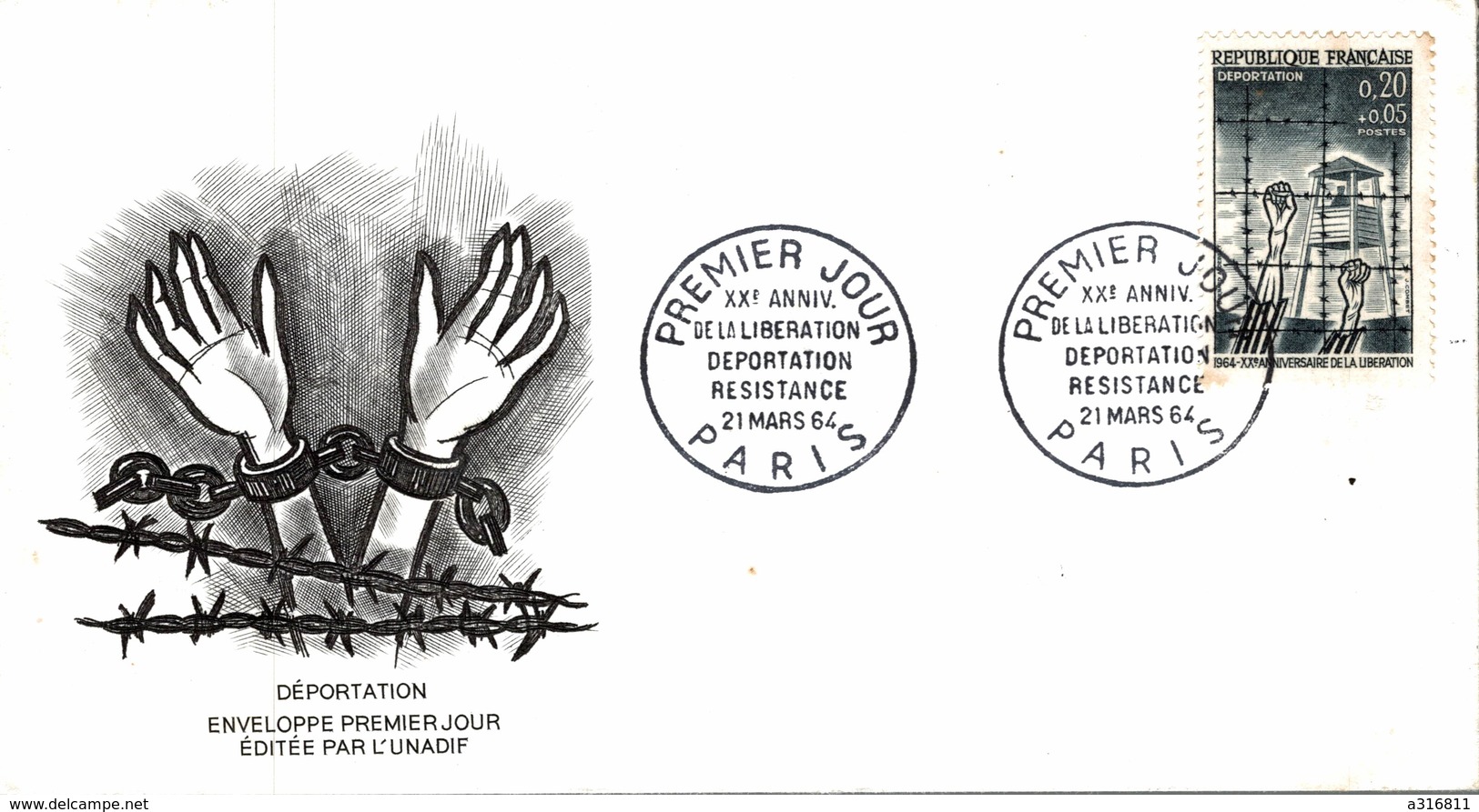 FDC  PREMIER JOUR  XX E ANNIV DE LA LIBERATION DEPORTATION RESISTANCE - Andere & Zonder Classificatie