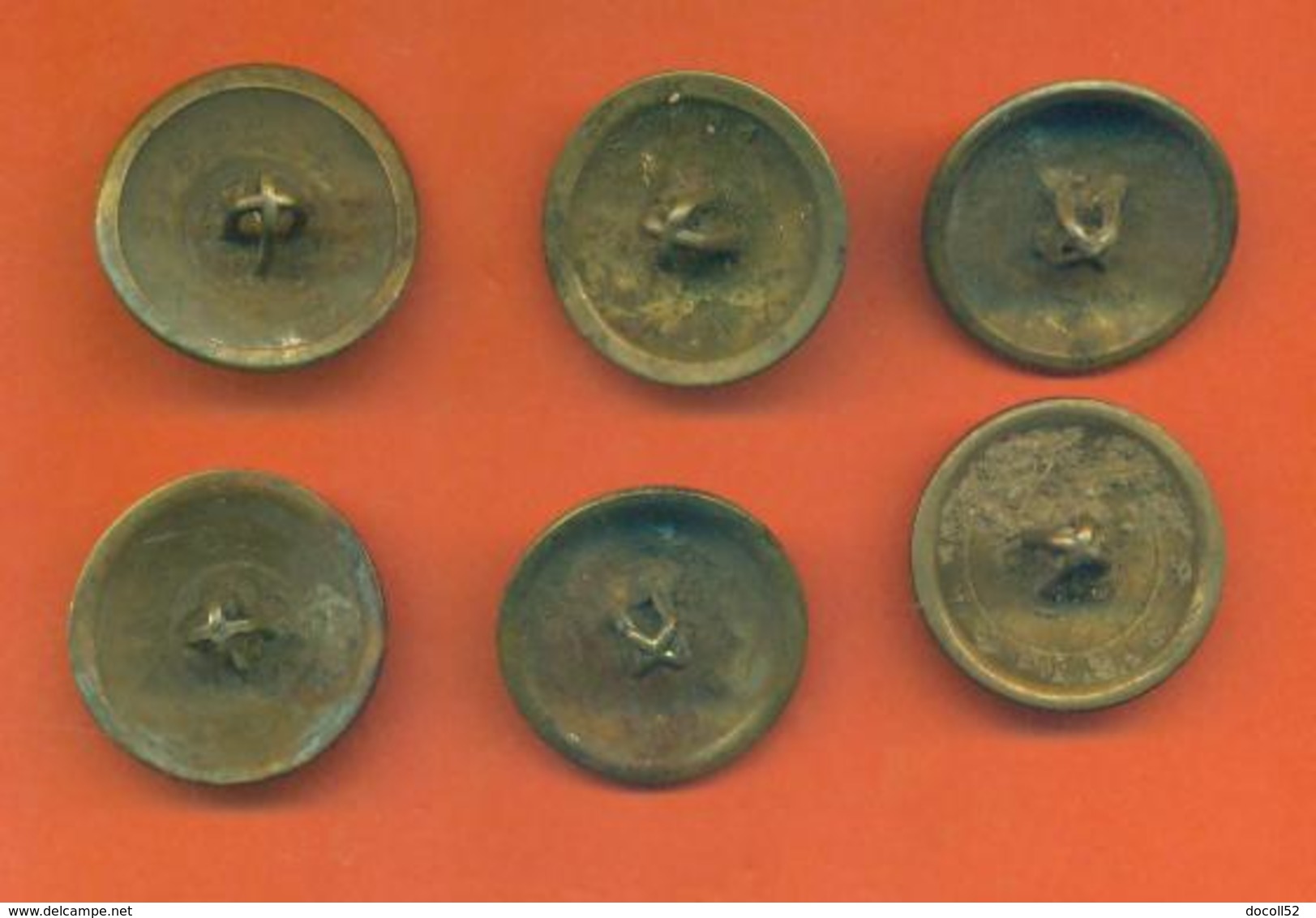 Lot De 6 Boutons Anciens à La Grenade 23mm Militaria - Lot 9 - 2 Scans - Boutons