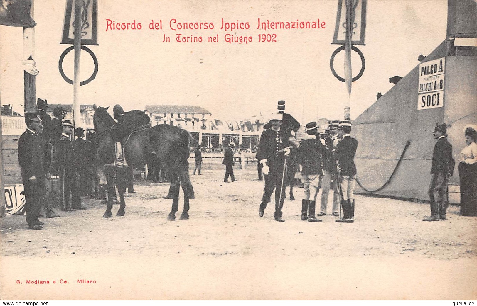 0649 "TORINO - RICORDO DEL CONCORSO IPPICO INTERNAZIONALE - GIUGNO 1902" CAVALLI, FANTINI, MILITARI. CART  NON SPED - Manifestaciones