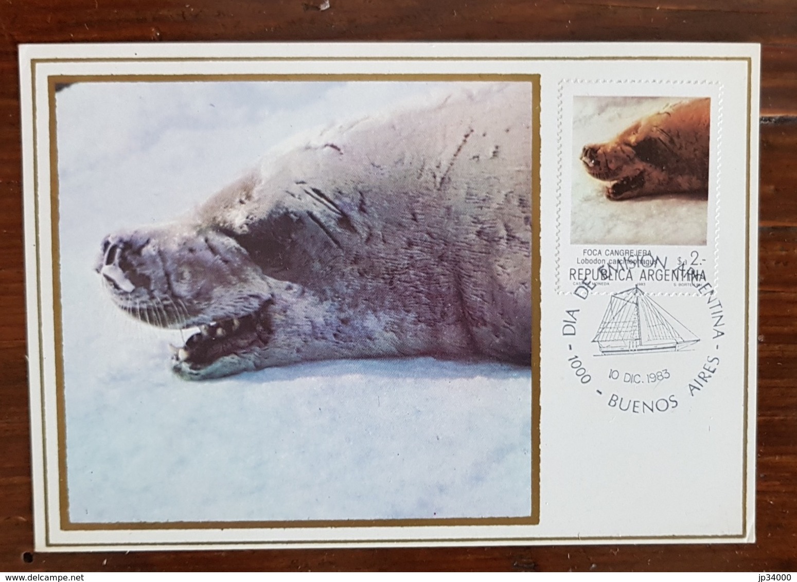 ARGENTINE Theme Polaire. Phoque Polaire. (foca Cangrejera, LOBODON CARCINOPHAGUS)Carte FDC 1983 - Antarktischen Tierwelt