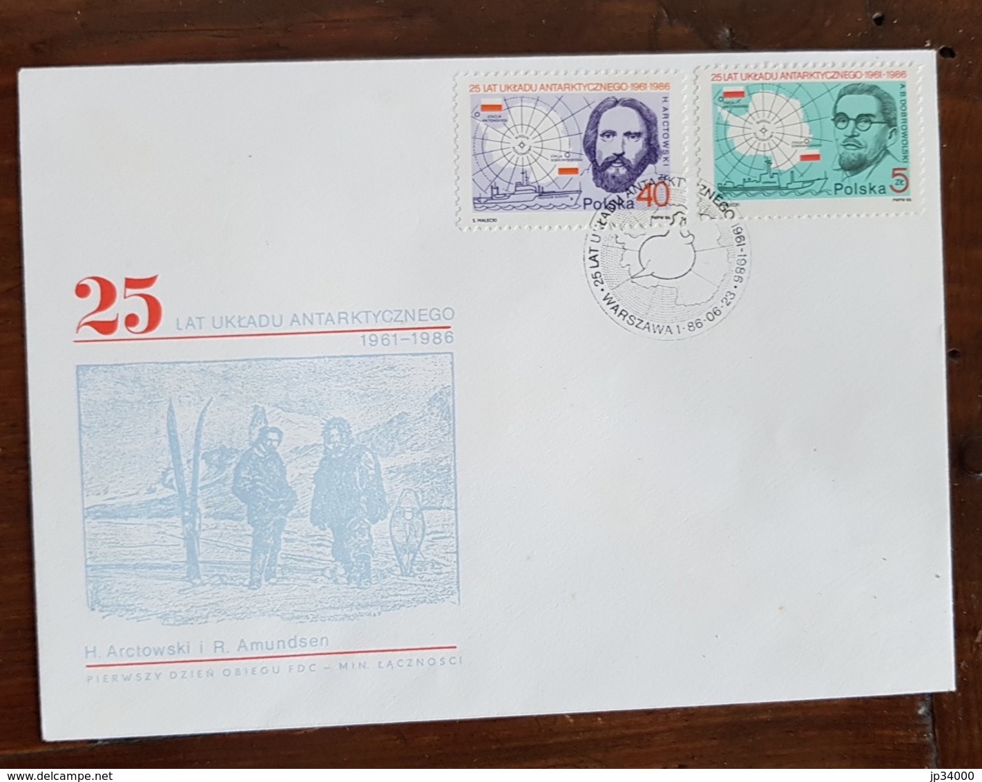 POLOGNE Theme Polaire. Arctowski, Amundsen Arctic Explorers, Sur Lettre 1986 - Expéditions Arctiques