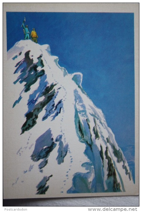 ALPINISM "mountaineer" - First Alpinistic Expedition Himalaya EVEREST Postcard OLD USSR Postcard 1977 - Tibet