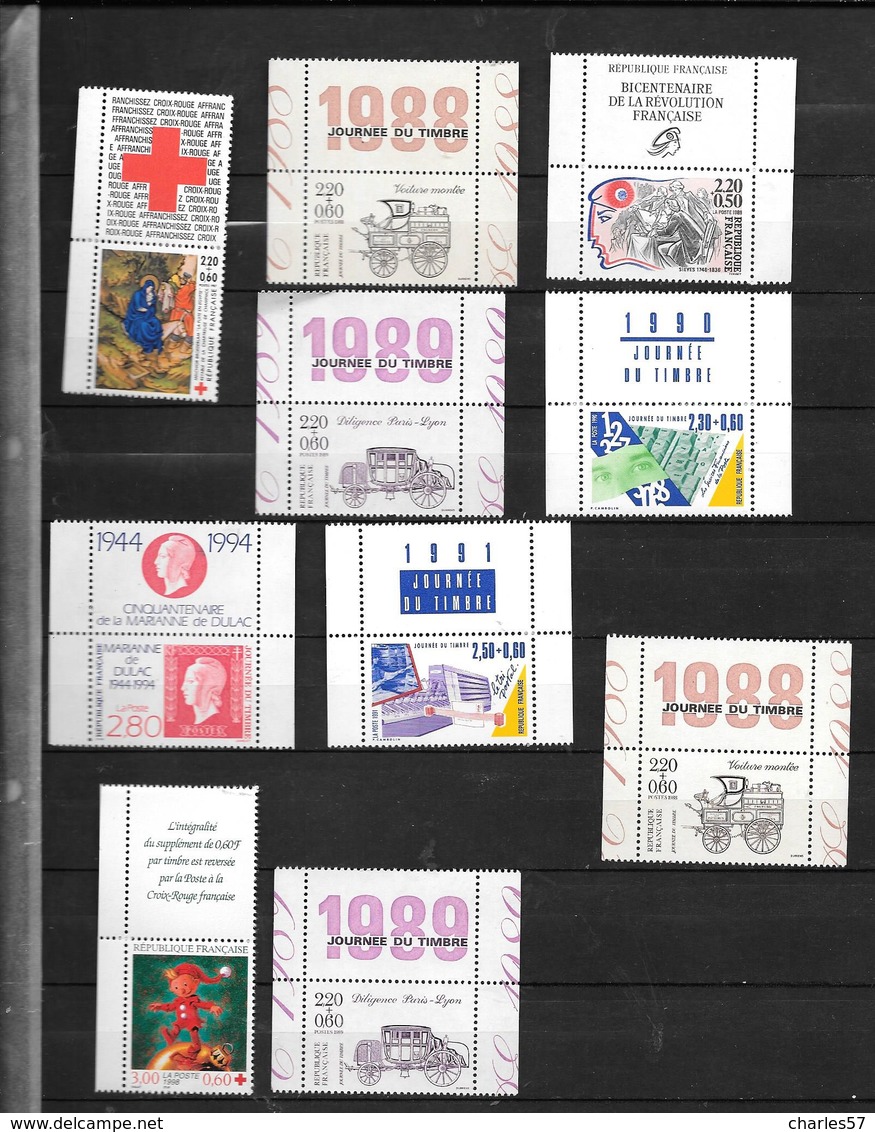 France:petit Lot De Timbres De Carnet Avec Bordure (sous Faciale) - Collections