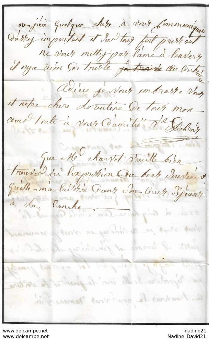 1852. LAC Ecrite à Lacanche - Càd Meursault (CÔTE D'OR) - Taxe 25décimes - 1852 - 1849-1876: Classic Period