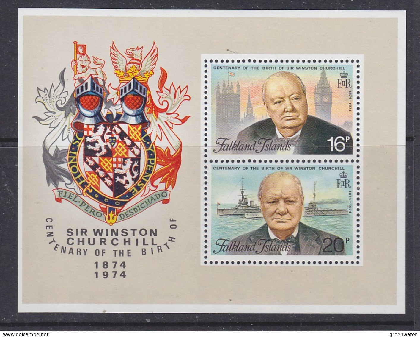 Falkland Islands 1974 Sir Winston Churchill M/s  ** Mnh (41259F) - Falkland Islands