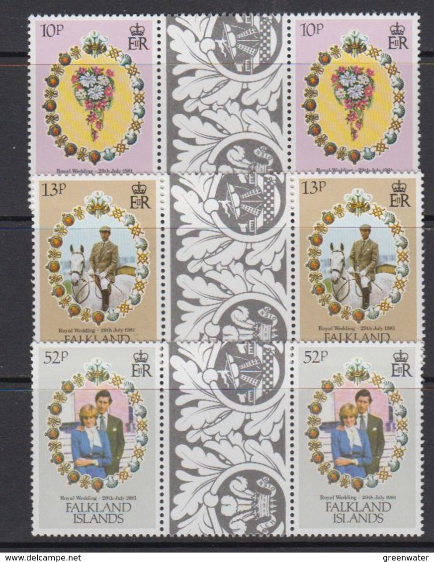 Falkland Islands 1981 Royal Wedding 3v Gutter ** Mnh (41259F) - Falklandeilanden