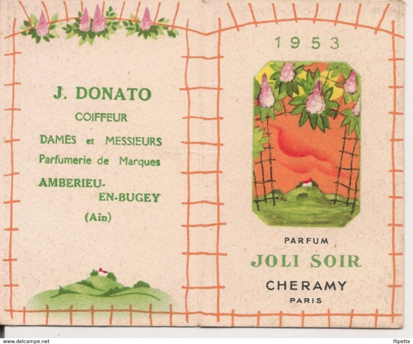 L150b940 - Calendrier Parfumé "Joli Soir" Parfumeur Cheramy - Année 1953 - Anciennes (jusque 1960)