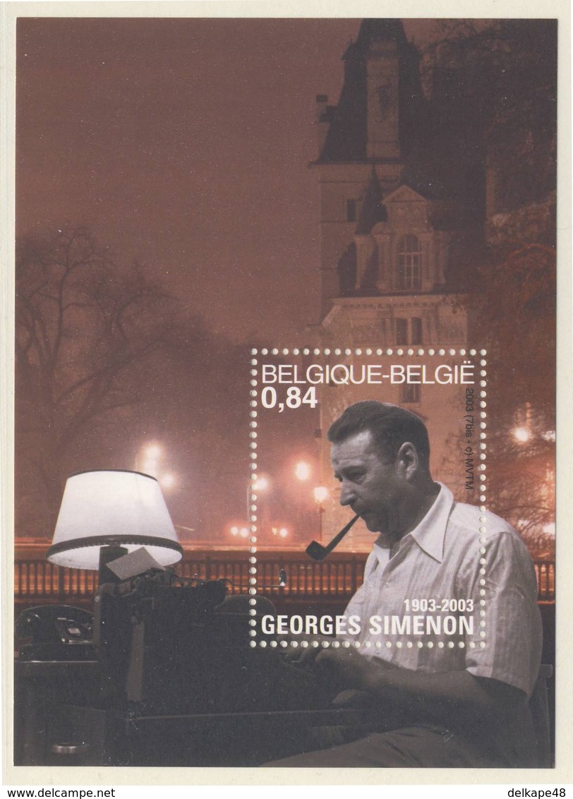 Belgie Belgique Belgium 2003 B89 (=Mi 3218) SG MS 3759 ** Georges Simenon (1903-1989) Writer / Schrifsteller - Schrijvers