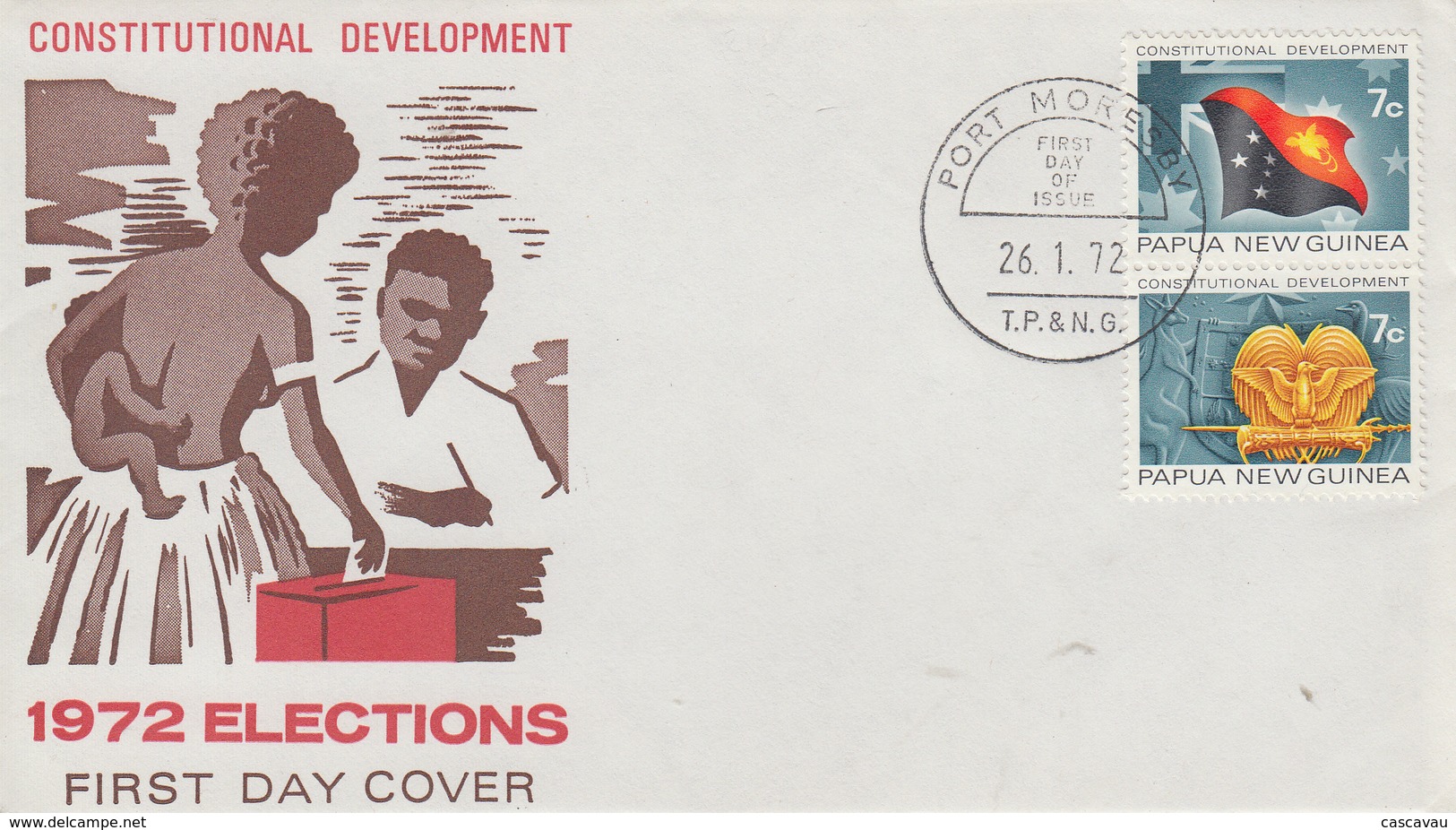 Enveloppe  FDC  1er  Jour   PAPOUASIE   NOUVELLE  GUINEE    Elections    1972 - Papouasie-Nouvelle-Guinée