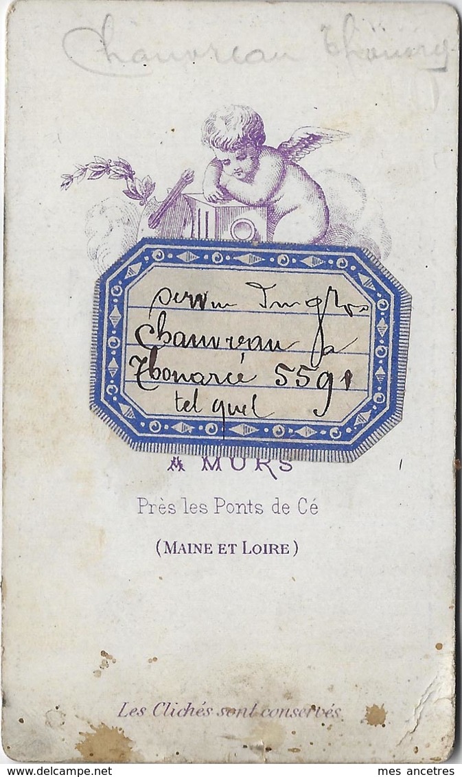 CDV CHAUVREAU à Thouarcé Mentionné Au Dos-vers 1880, Notable- Par Gilardeau à Murs Près Des Ponts De Cé - Ancianas (antes De 1900)