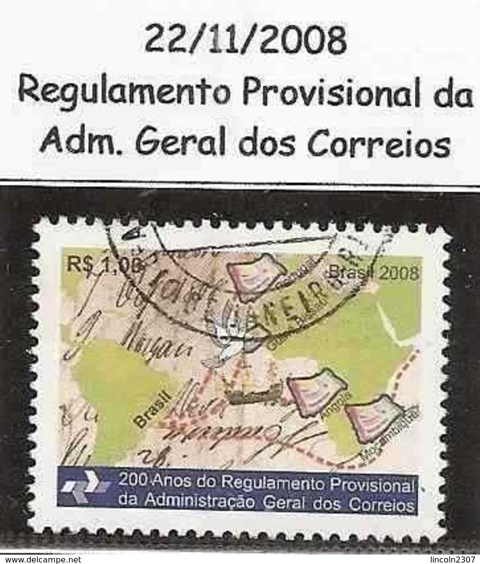 LSJP BRAZIL 200 YEARS OF MAIL REGULATION 2008 - Oblitérés