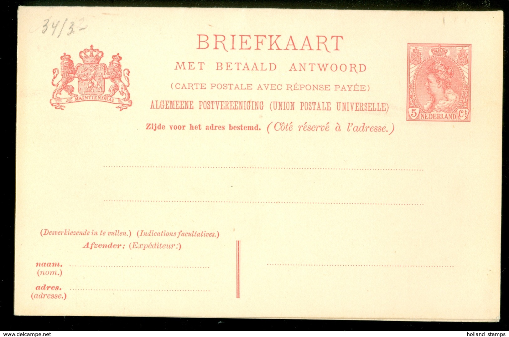 2x BRIEFKAART 1899 VOORDRUK 5 Ct Nvph Nr 60 Ongebruikt Met Antwoord  (11.456a) - Postal Stationery