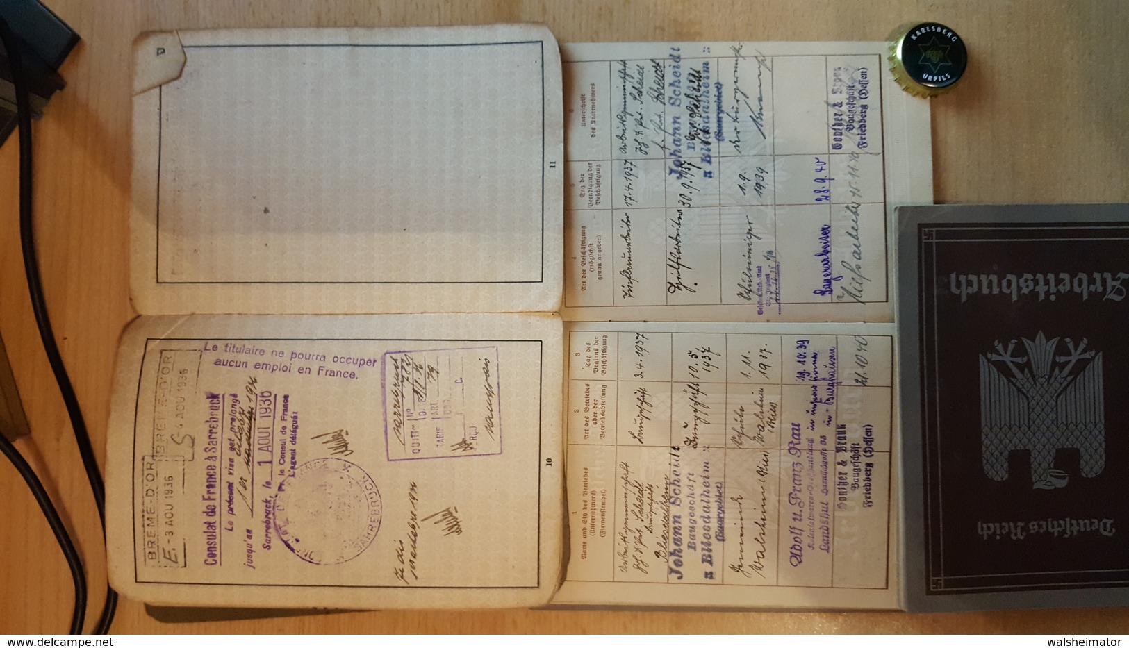 3x Arbeitsbuch Deutsches Reich 1935,1936,1937 und ein Reisepass Deutsches Reich 1935. Alles 3. Reich!