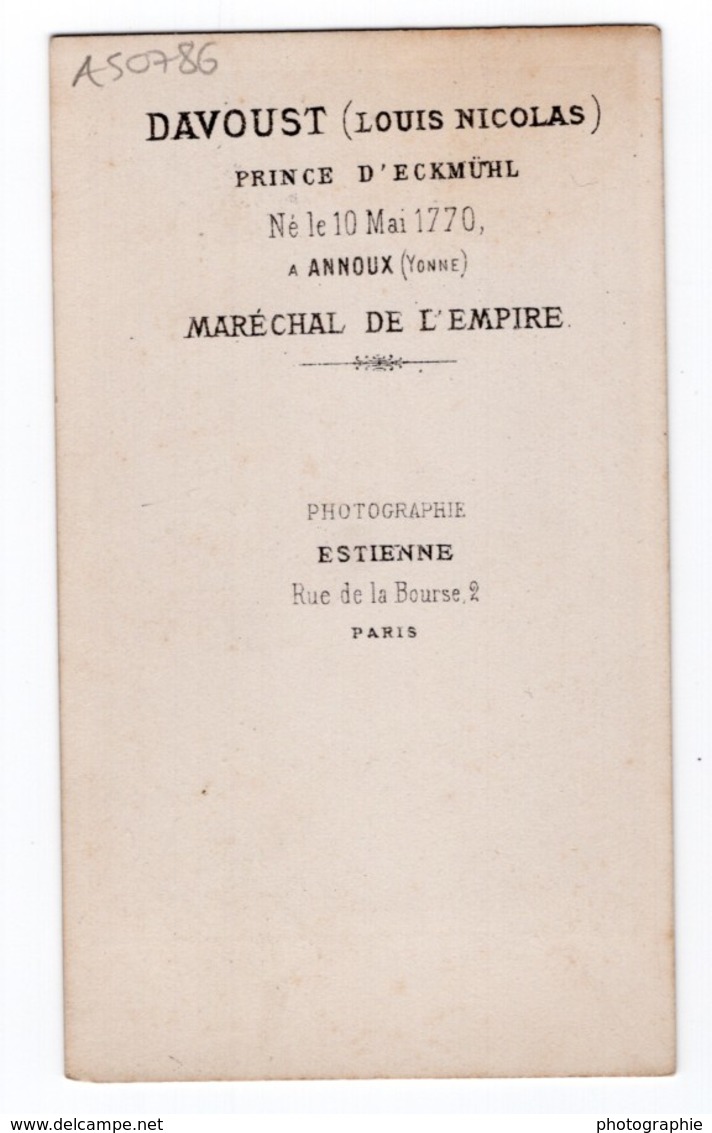 Louis-Nicolas Davout Prince D'Eckmühl Marechal D'Empire Ancienne Photo CDV 1870 - Anciennes (Av. 1900)