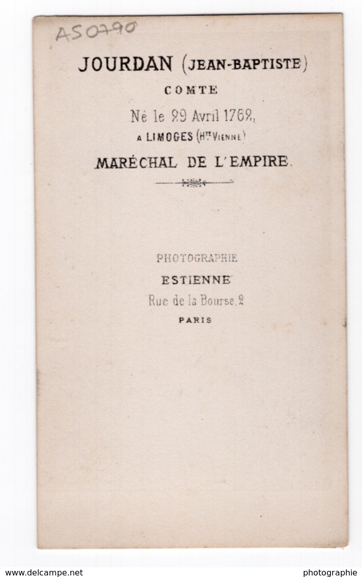 Comte Jean-Baptiste Jourdan Marechal D'Empire Ancienne Photo CDV 1870 - Anciennes (Av. 1900)