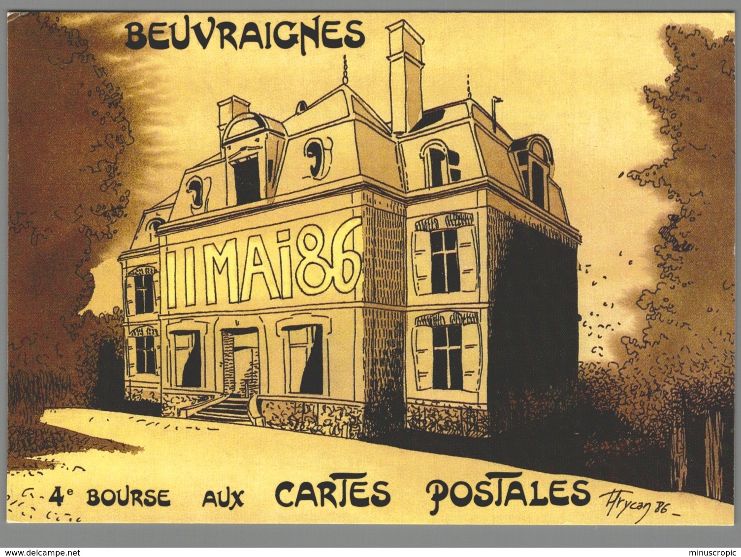 CPM 80 - Beuvraignes - 4ème Bourse Aux Cartes Postales - 1986 - Illustration De Julien Grycan - Beuvraignes