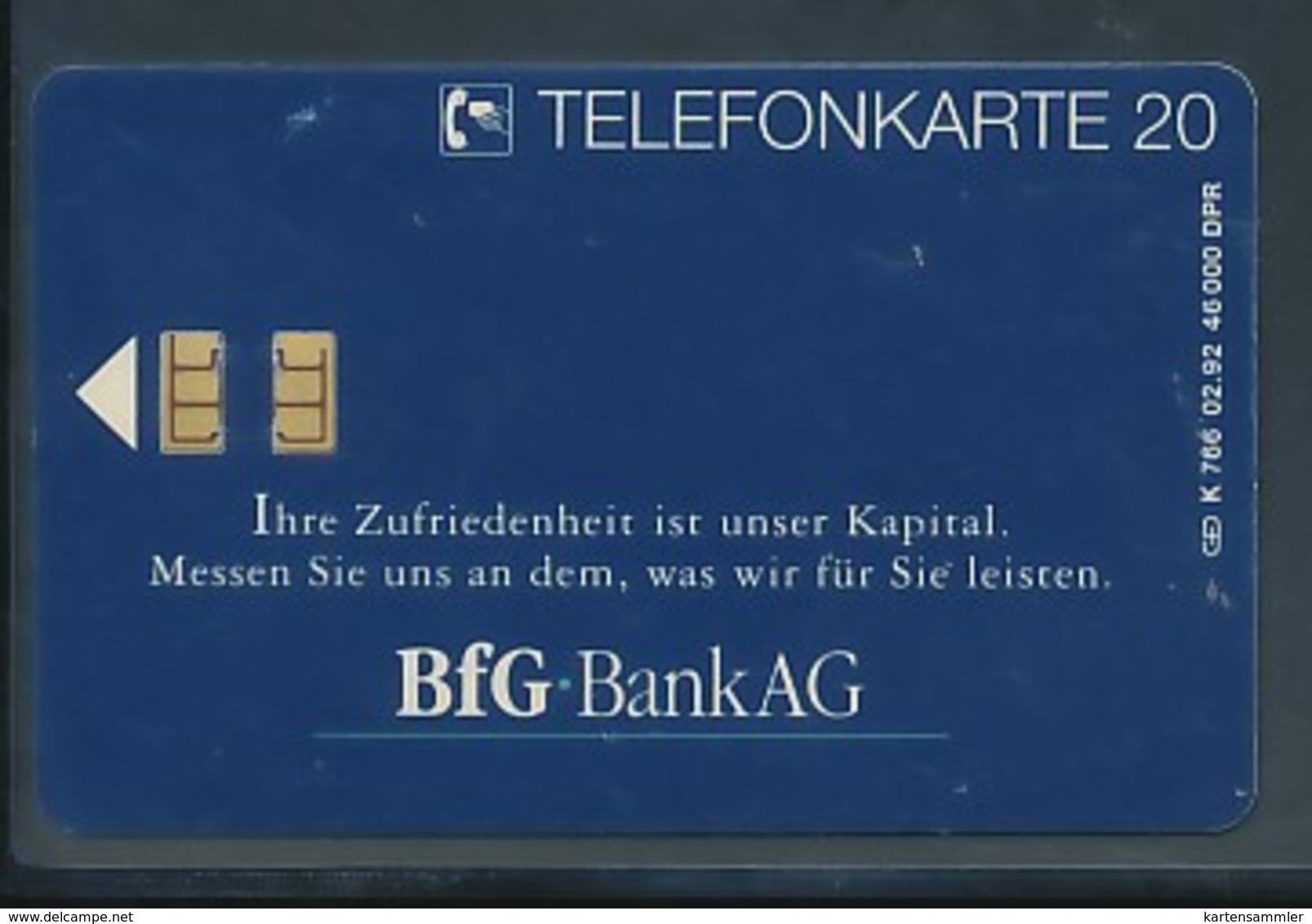 GERMANY Telefonkarte K 766 92 BfG Bank AG- Auflage 46000 - Siehe Scan - 15455 - K-Series: Kundenserie