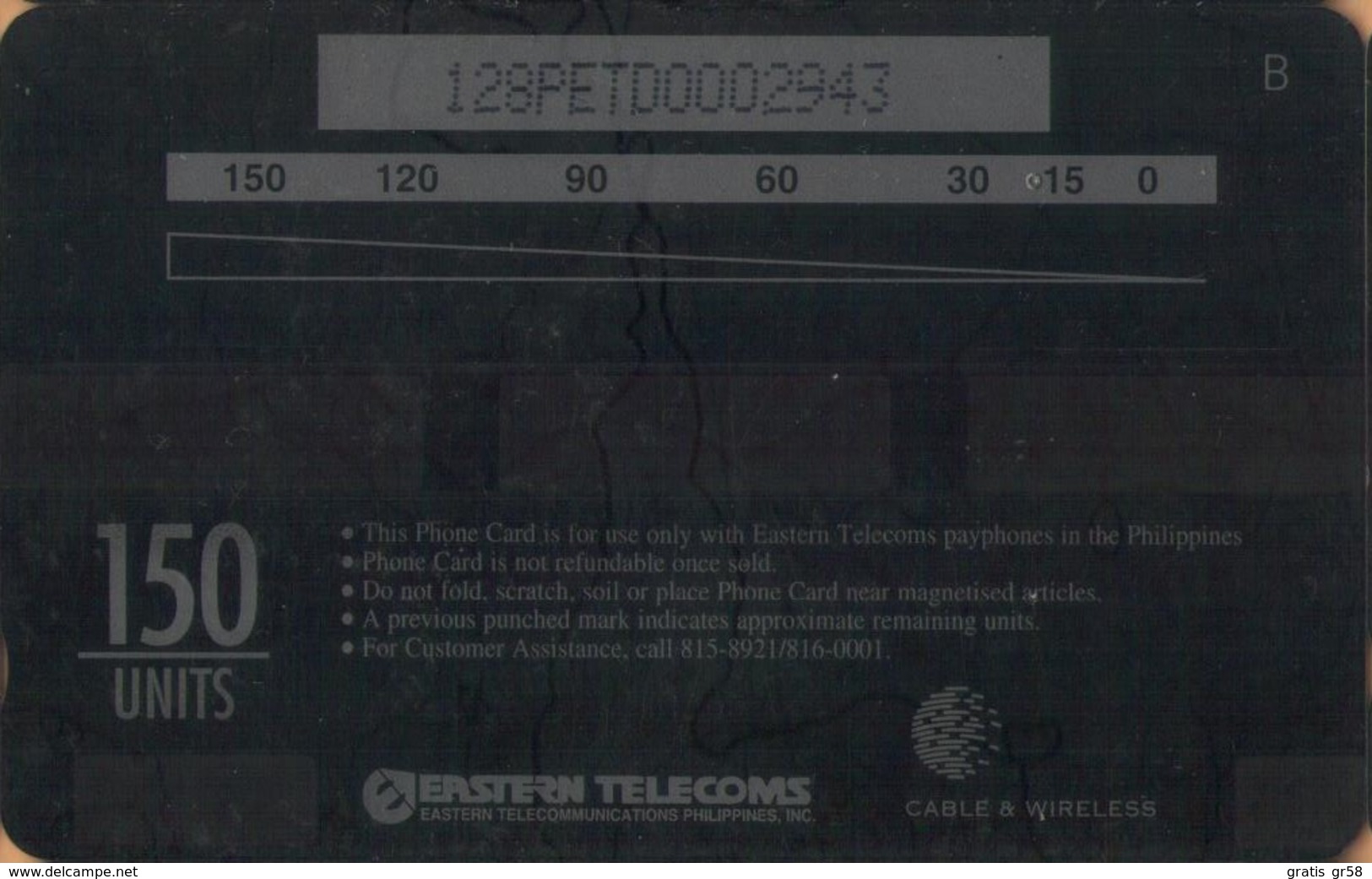 Philippines - Eastern Telecom, 128PETD, GPT, Amdel, 150U, 10,000ex, Used - Filippine