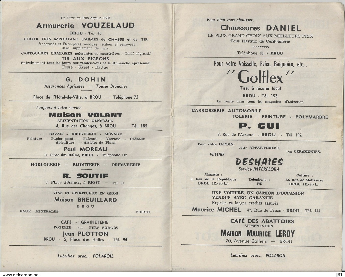 BROU PROGRAMME OFICIEL TERRAIN DES TONNES MOTO CROSS  SIDE CAR CROSS JUIN 1965 PUNB MARCEL GERMOND LEDUC ETS DELAVALLEE - Programmes